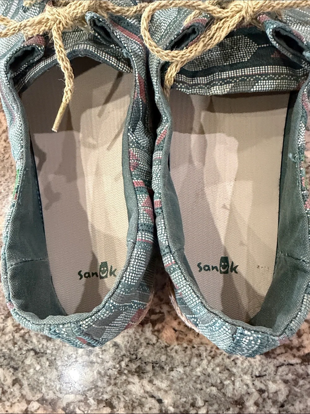 Sanuk Women's Teal and Rust Patterned Espadrille Lace-Up